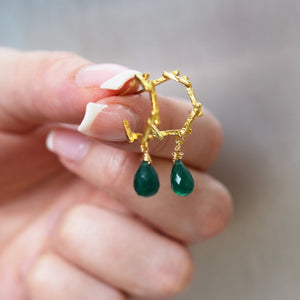 Hexagon Earrings with Green Onyx