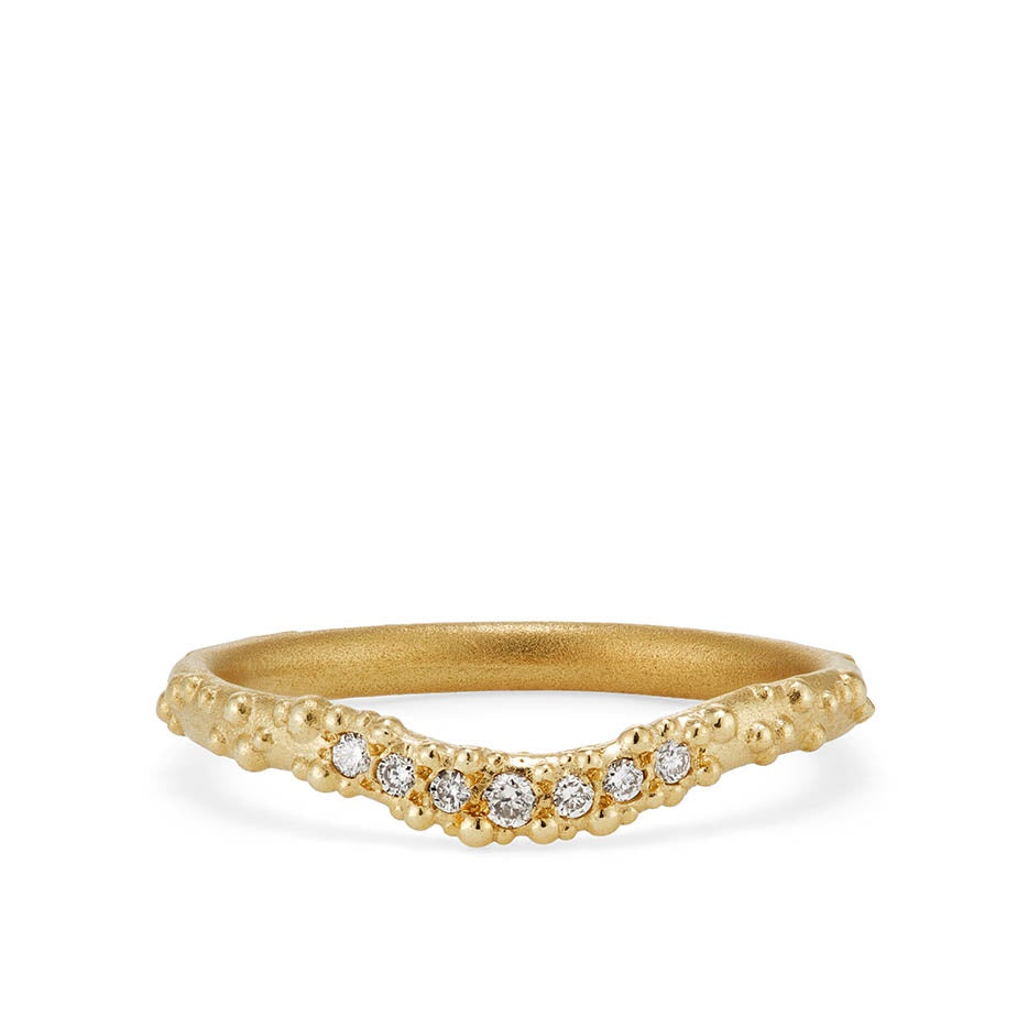Orno wishbone wedding band with 7 diamonds 9ct yellow gold