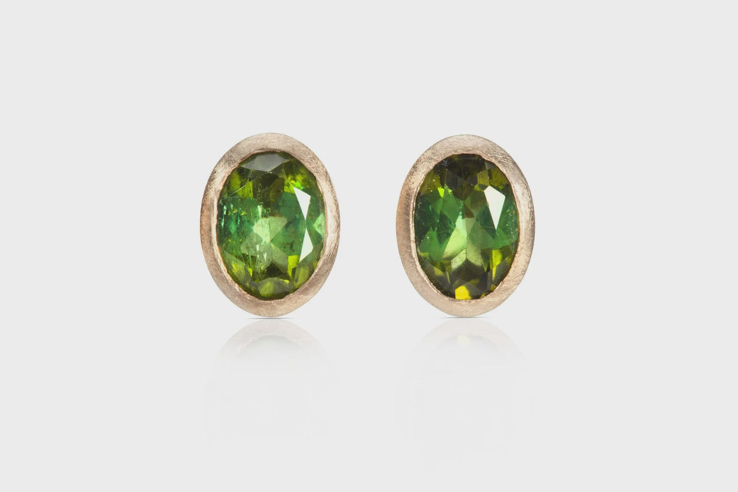 Oval Green Tourmaline Stud Earrings