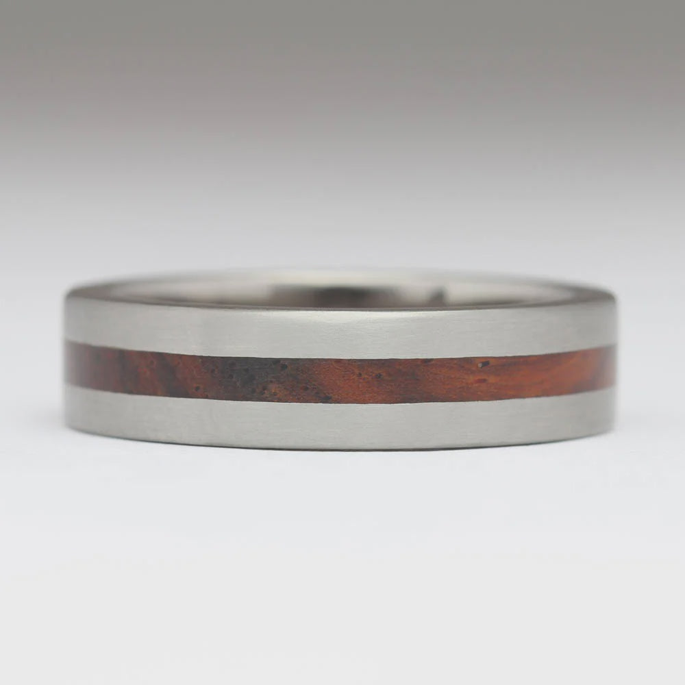 Titanium and Wood inlay band 6mm - Cocobolo