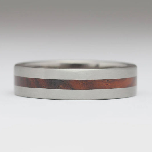 Titanium and Wood inlay band 6mm - Cocobolo