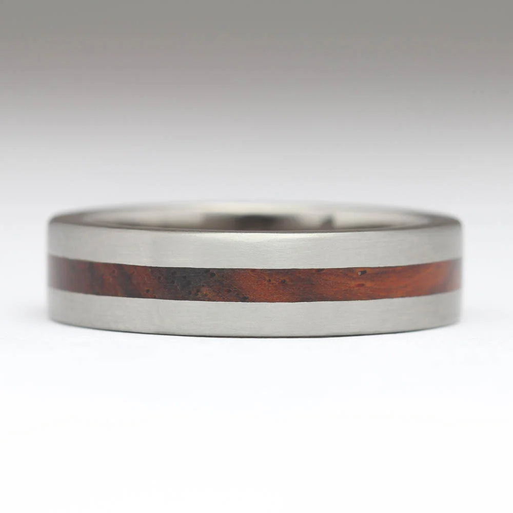 Titanium and Wood inlay band 6mm - Cocobolo