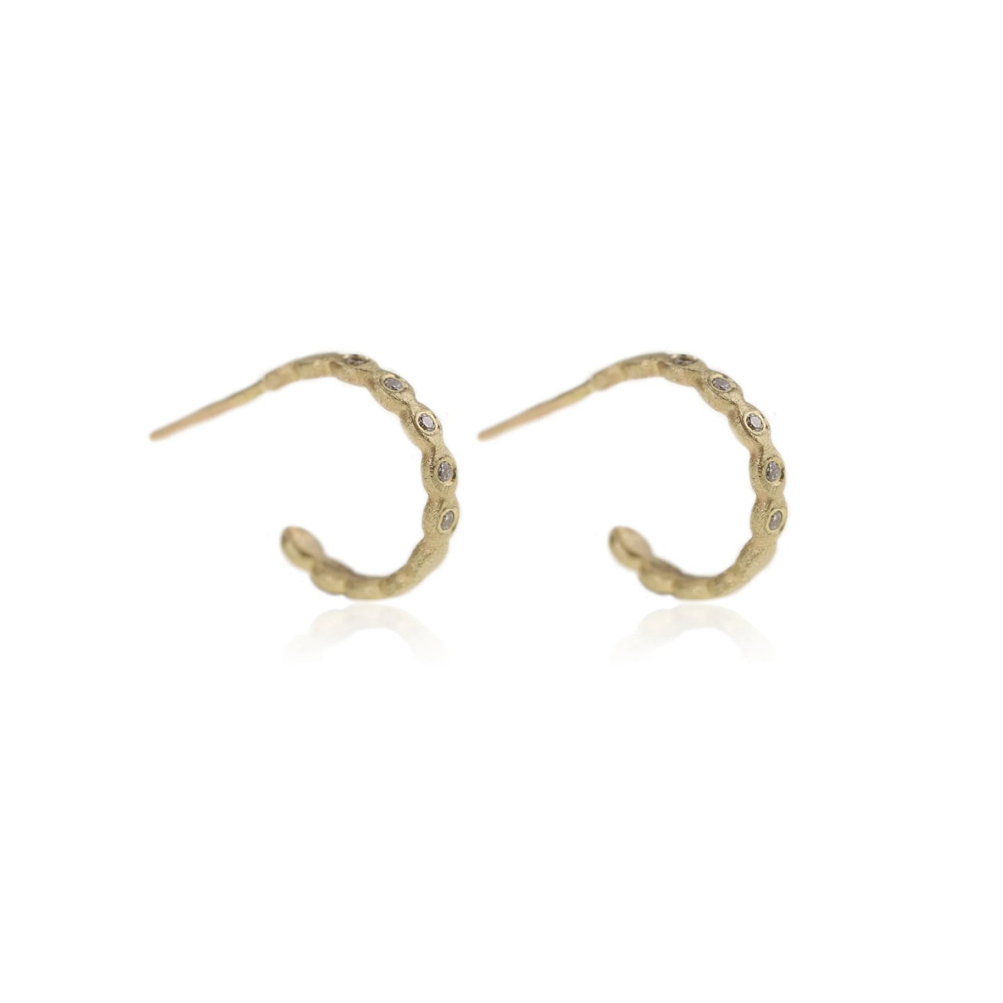 9ct yellow gold Scallop & Orange Diamond Hoop Stud Earrings