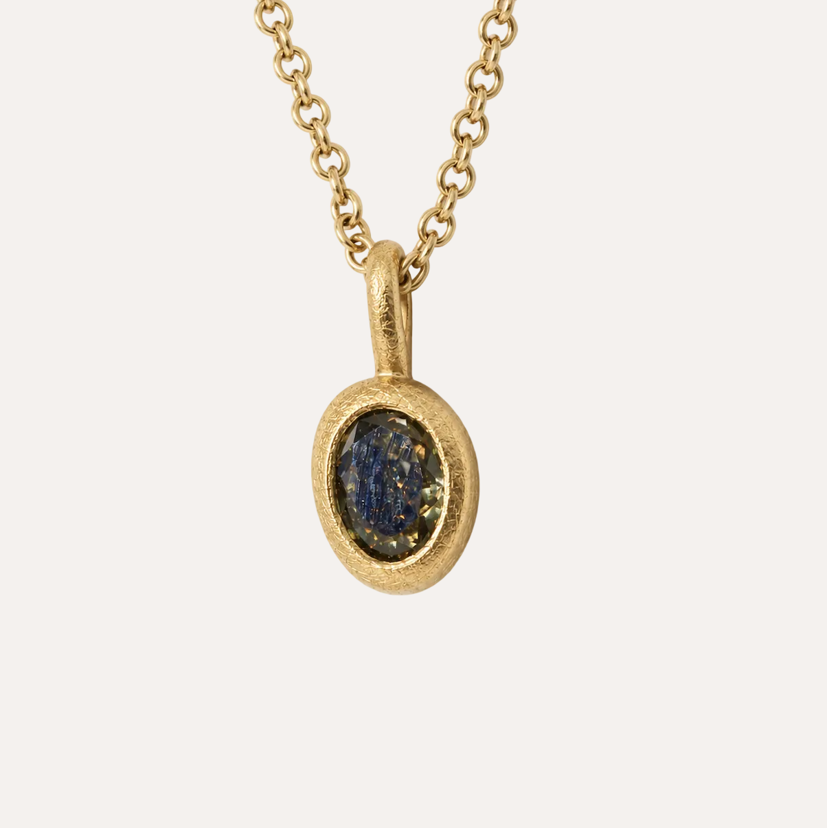 Oval Orange Diamond Necklace in 18ct & 9ct gold
