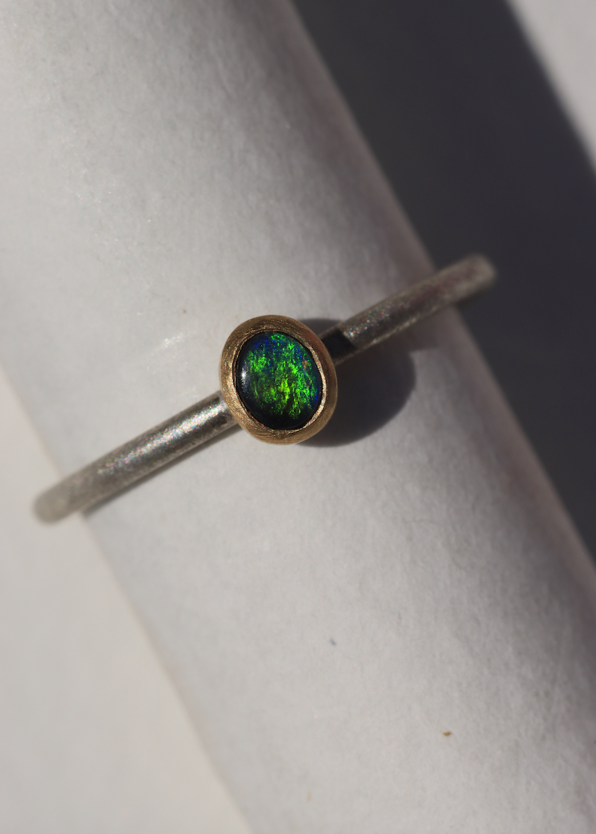 Mini Opal Stacking Ring in 18ct yellow gold & Silver
