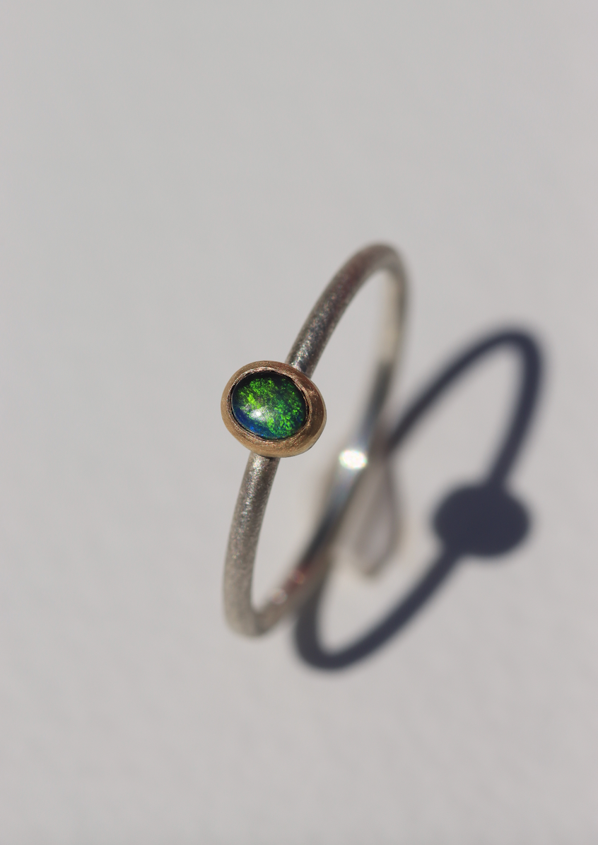 Mini Opal Stacking Ring in 18ct yellow gold & Silver