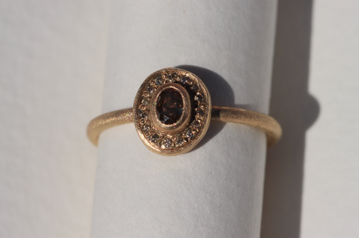 Mini Brown Diamond Halo Ring