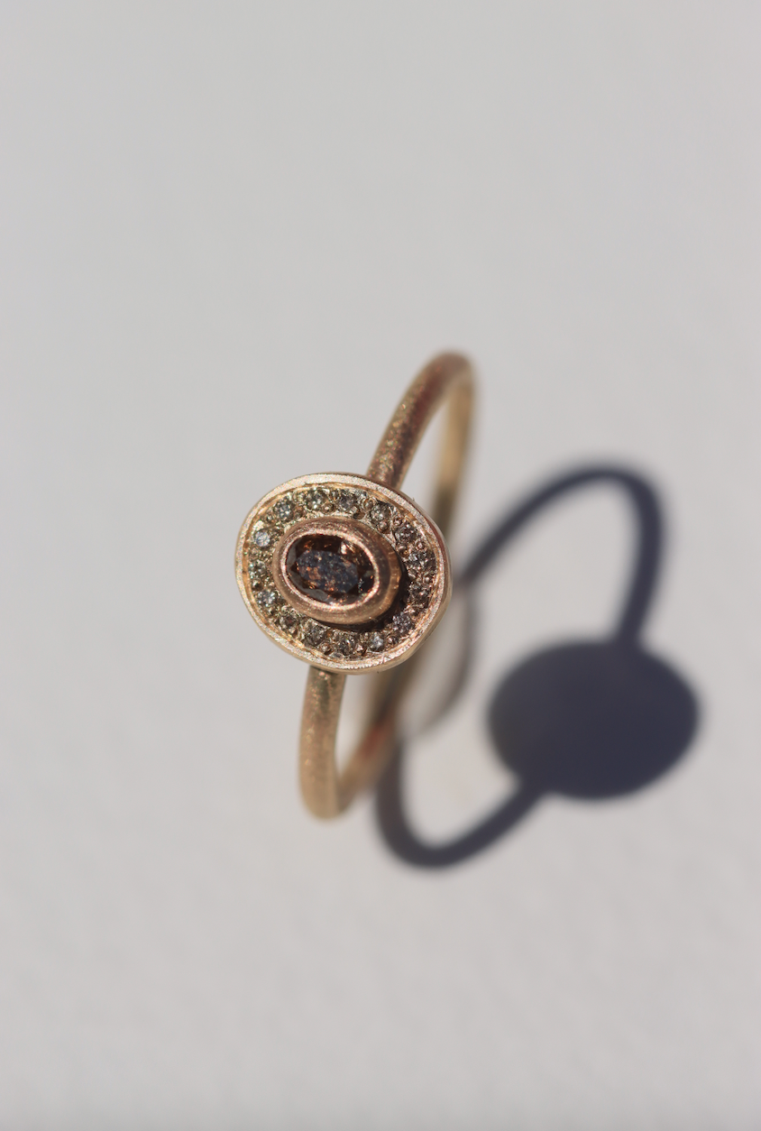 Mini Brown Diamond Halo Ring