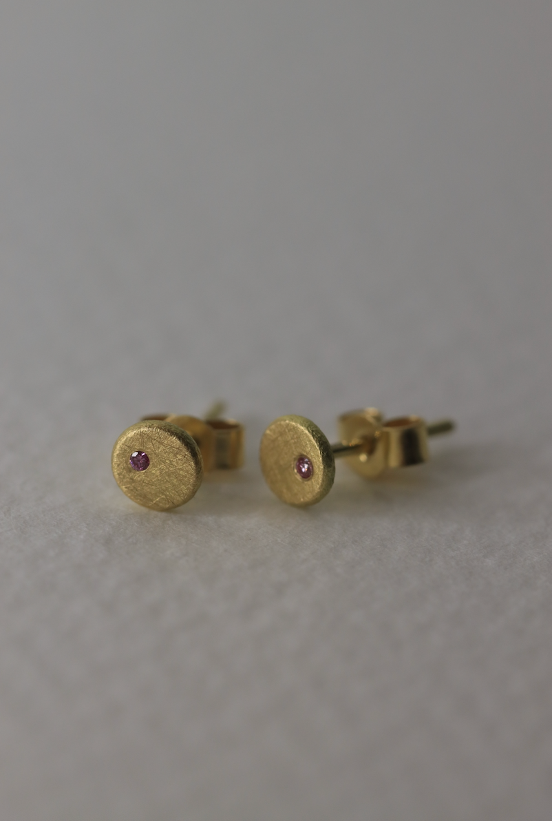 Pink Diamond Speckle Stud Earrings