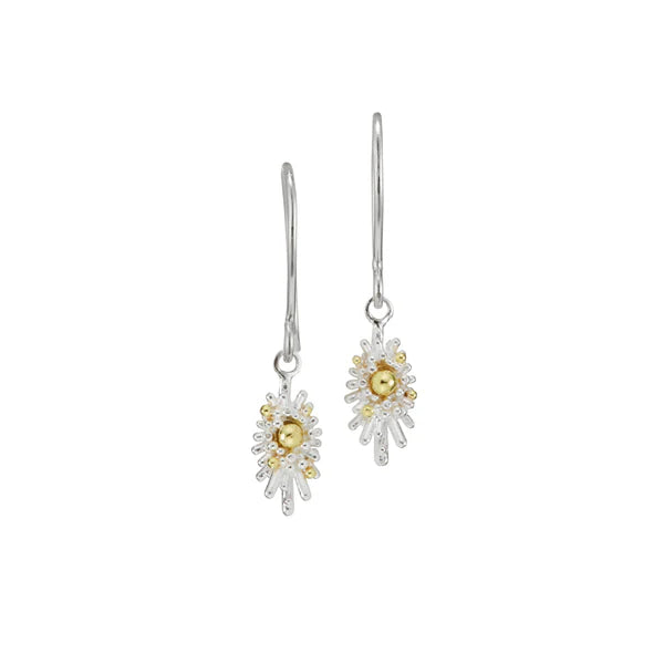 silver and gold sea urchin earrings