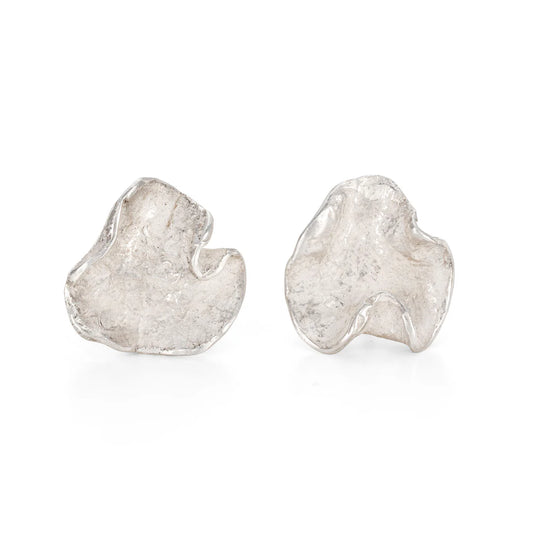 silver wave stud earrings
