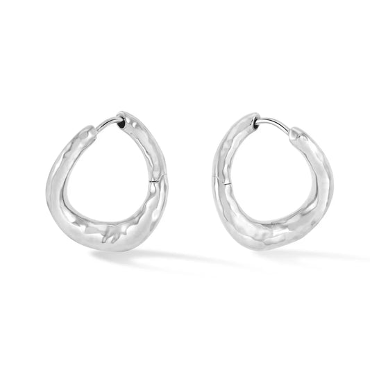silver twist hoop earrings
