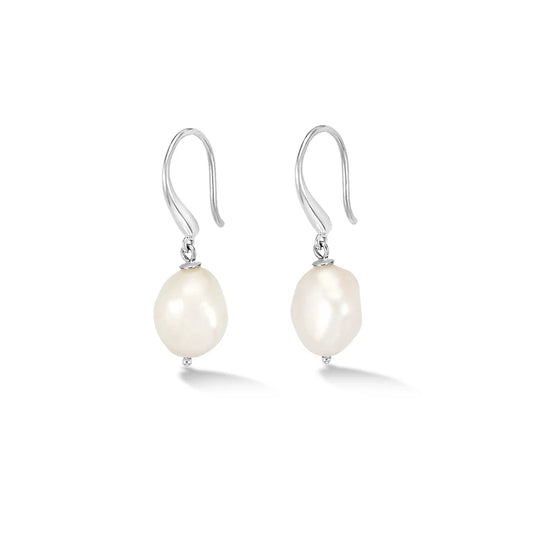 Silver & Baroque Pearl Drop Earrings