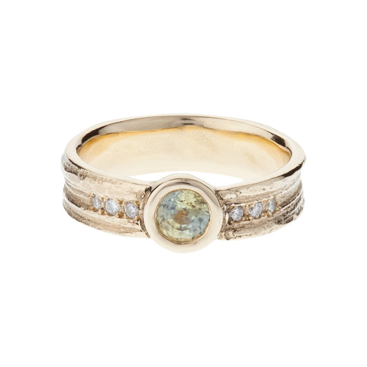 yellow sapphire, diamond and gold ring