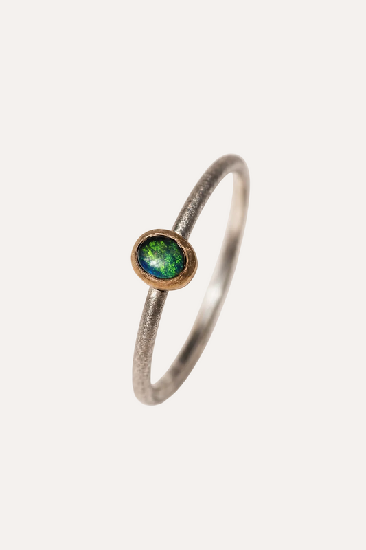 Mini Opal Stacking Ring in 18ct yellow gold & Silver