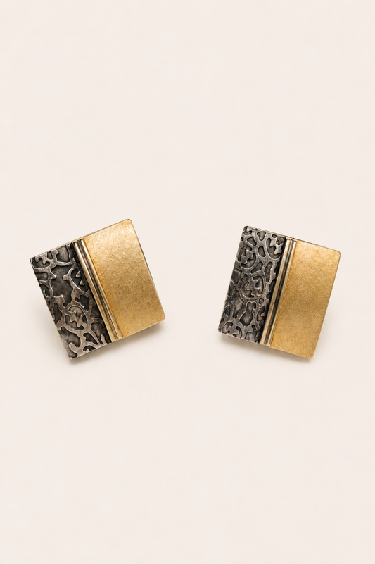 VAULT - Oxidised Silver & Gold plated earrings