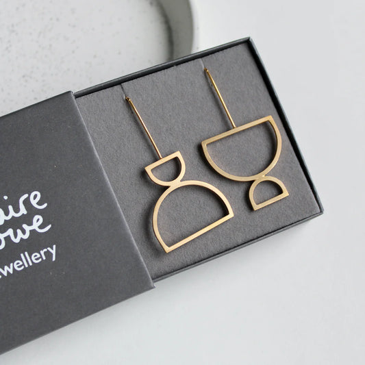 arc odd drop earrings gold