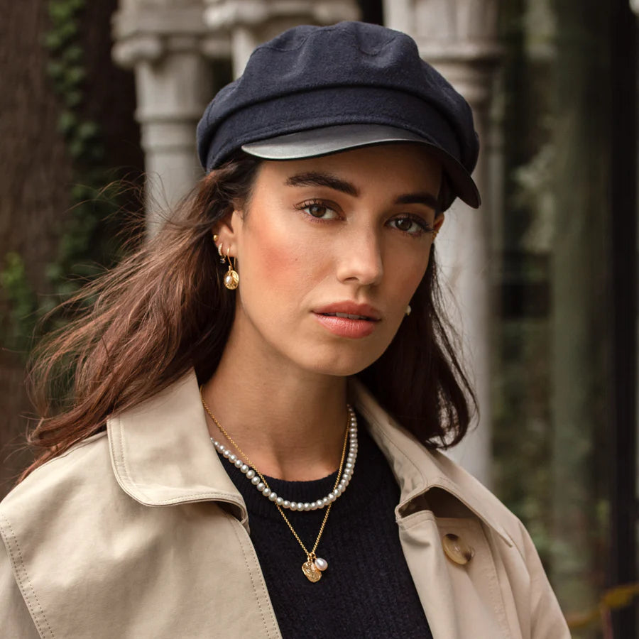 Hammered Disk & Pearl Necklace