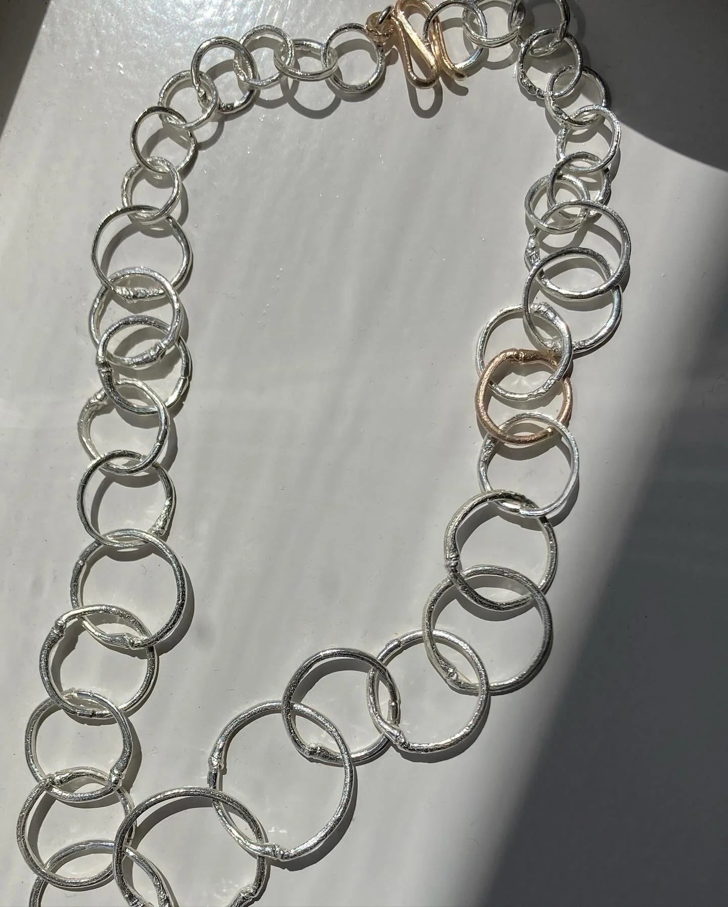 Graduation bamboo necklace in silver and 9ct yellow gold