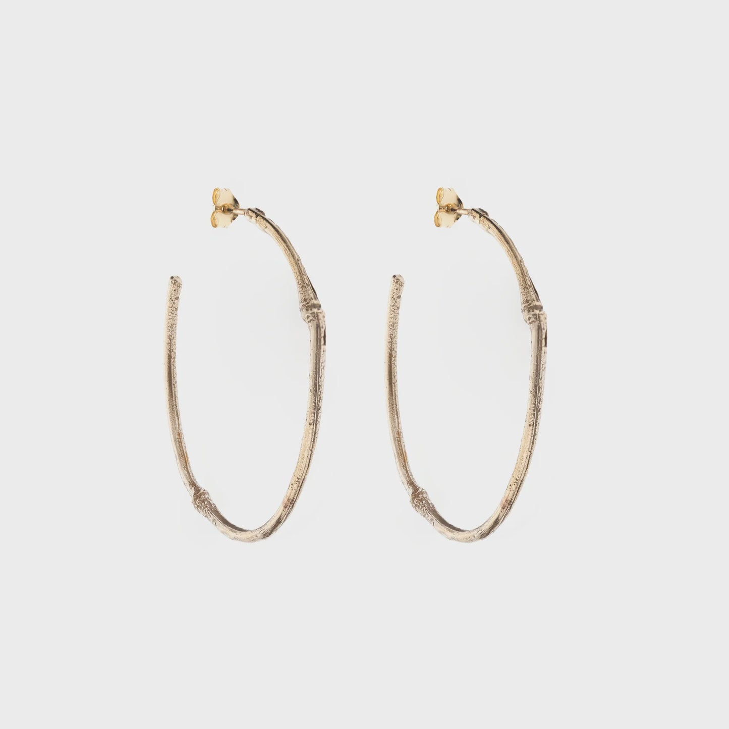Bamboo hoops in bronze with 9ct post and back