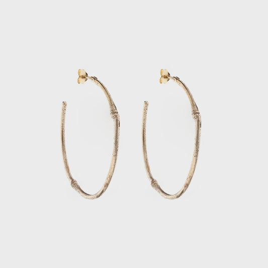 Bamboo hoops in bronze with 9ct post and back