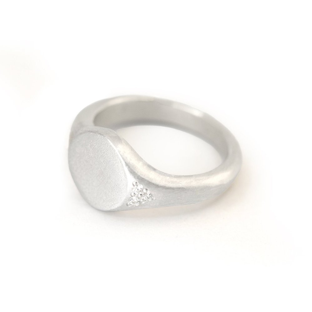 Silver & Diamond Signet Ring