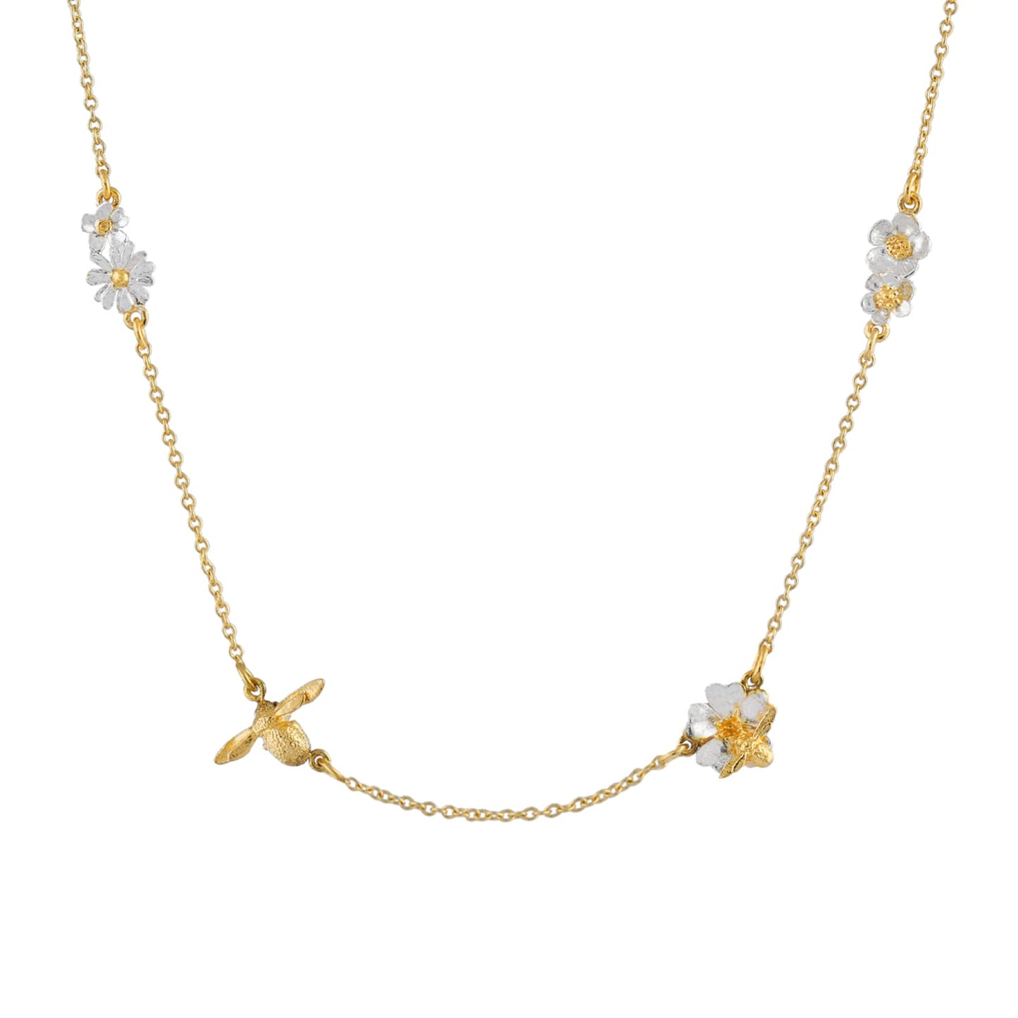 Floral Bee Chain Necklace