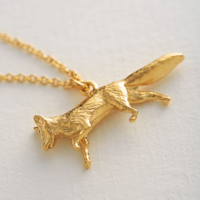 gold fox necklace side