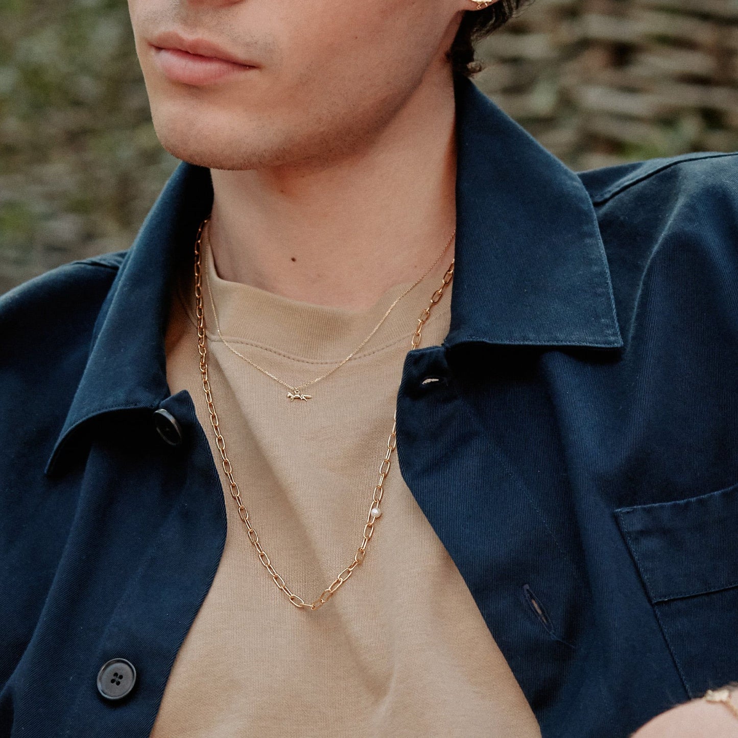 gold link necklace worn