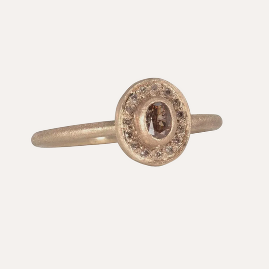 Mini Brown Diamond Halo Ring