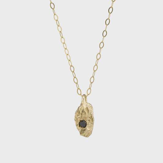 9ct yellow gold black diamond nugget pendant