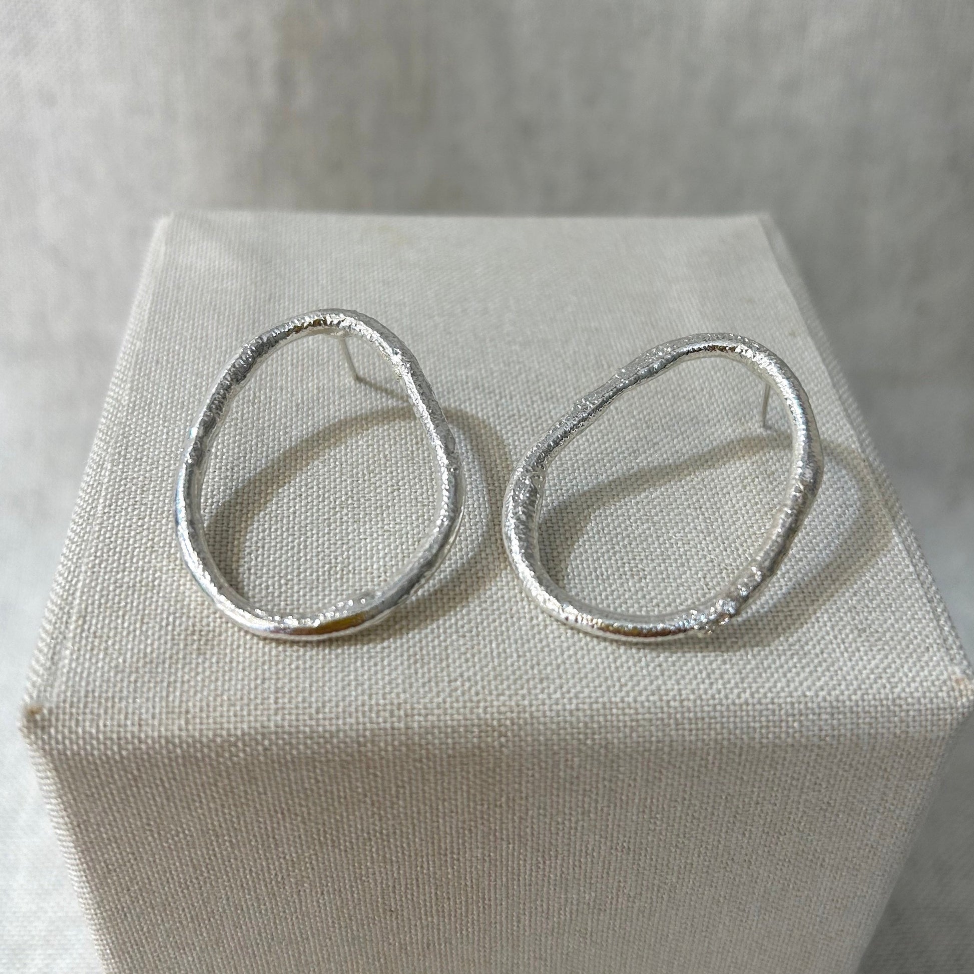 textured silver earrings