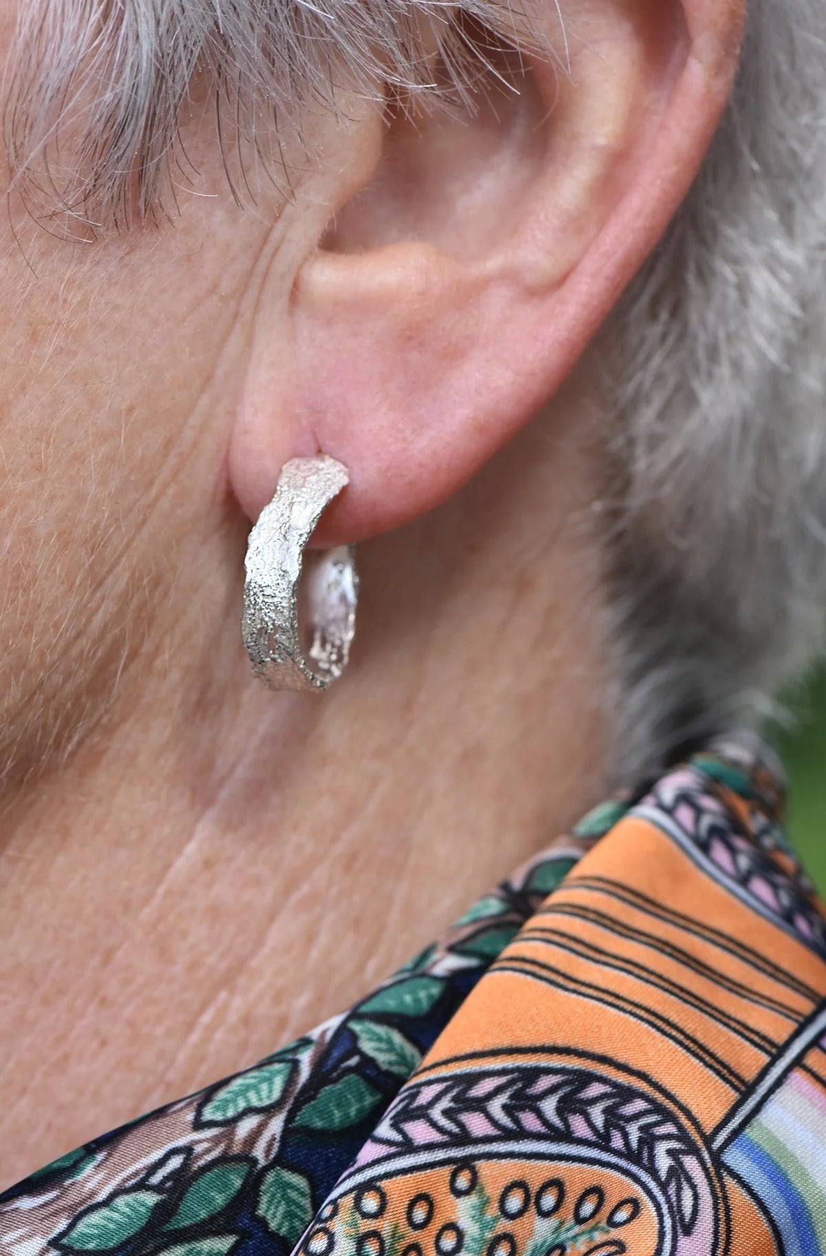 Medium London Plane Hoops - Silver