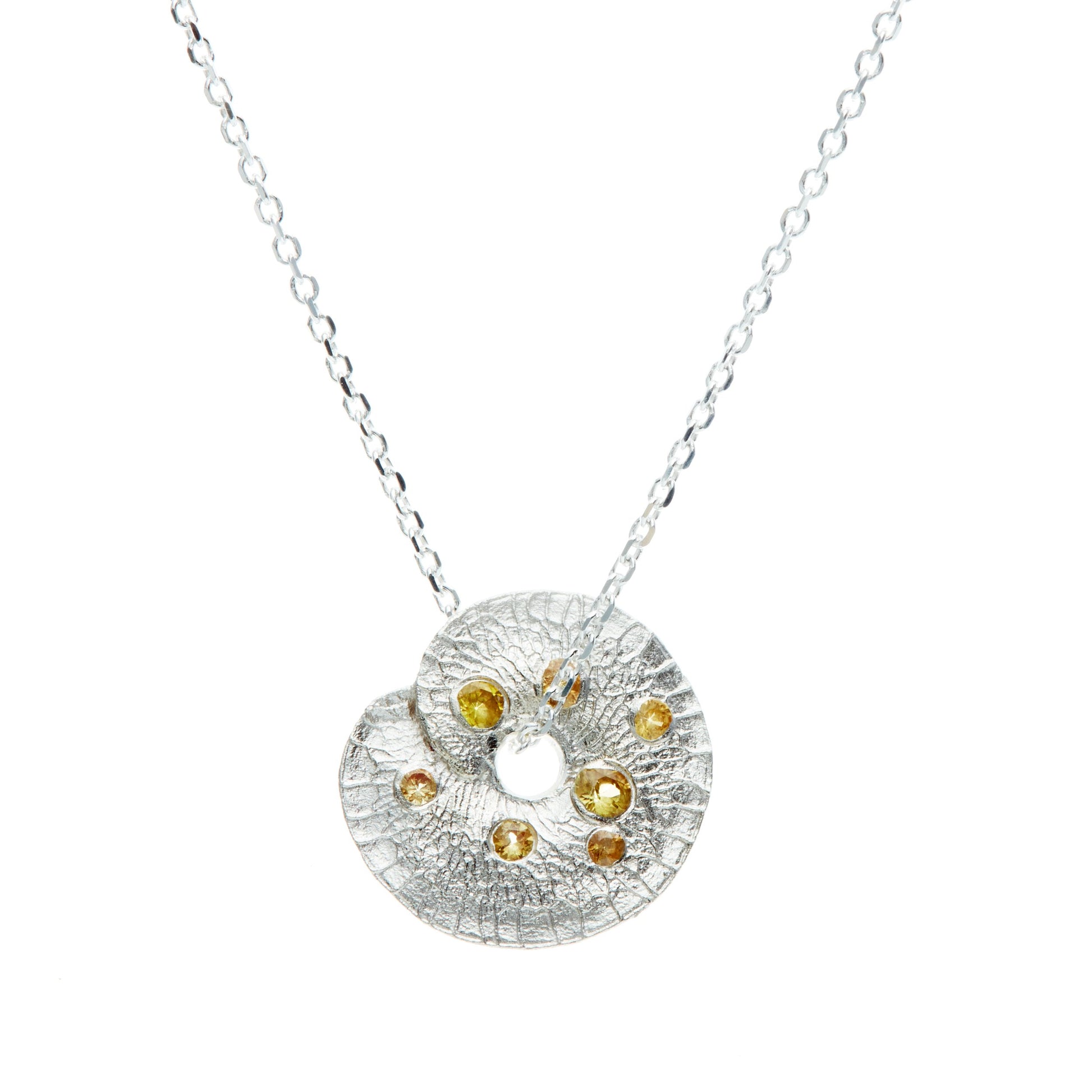 silver and yellow sapphire necklace