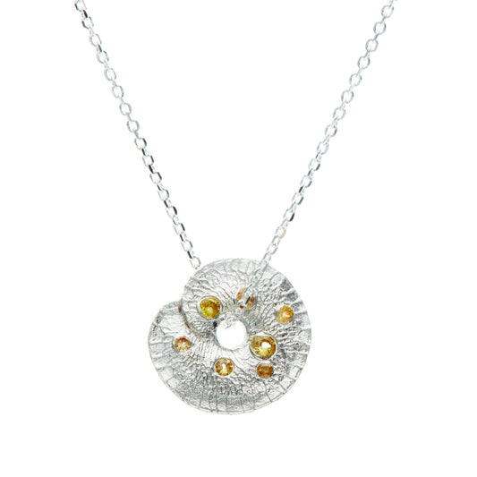 silver and yellow sapphire necklace