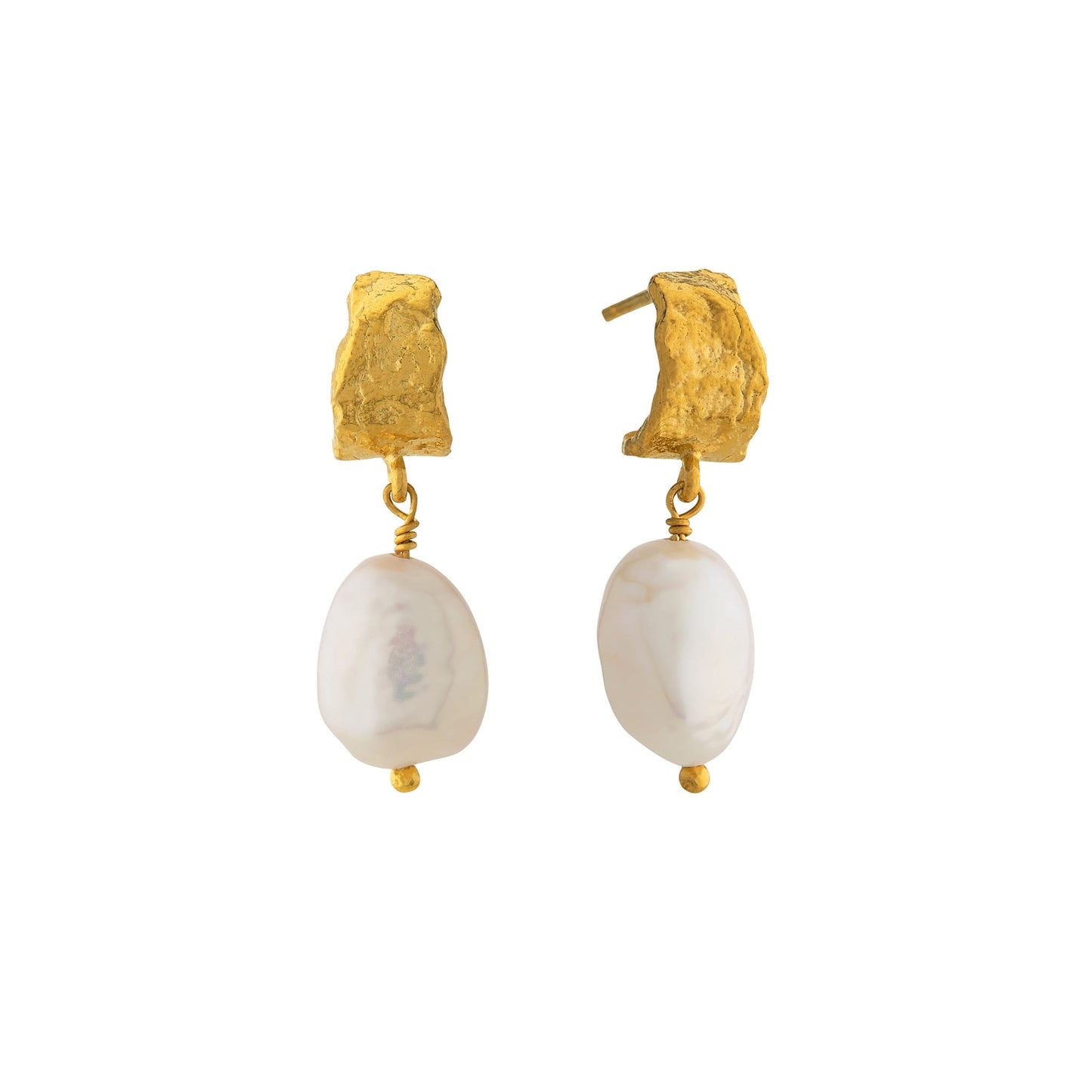 Bark Huggie Hoops with Pearl