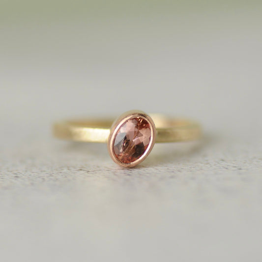 peach topaz and gold ring