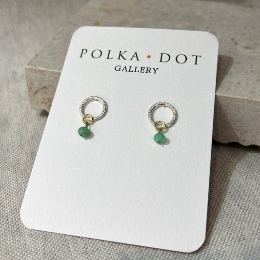 silver and green stone earrings