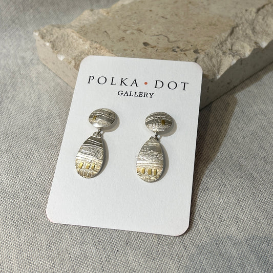 silver and gold drop earrings