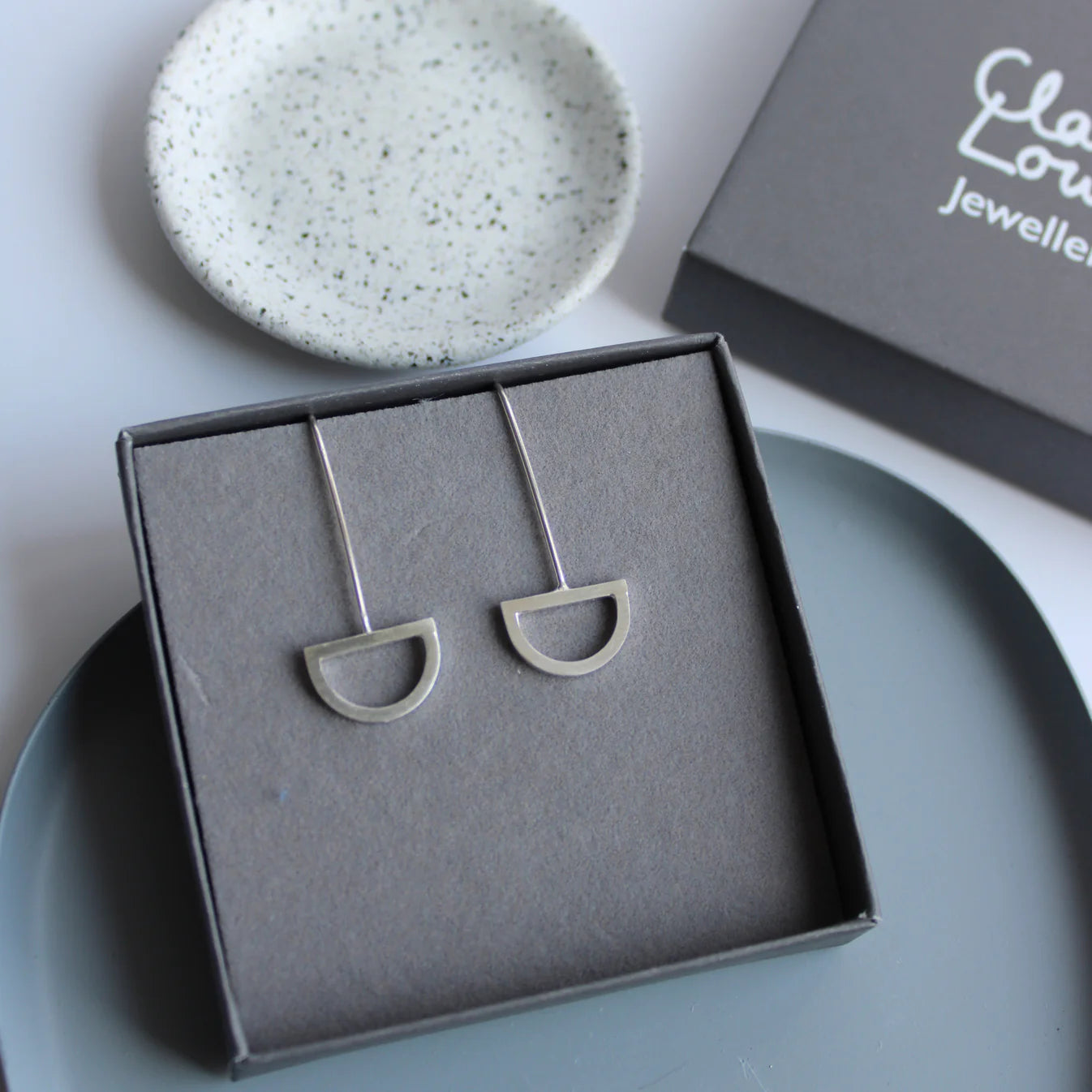 Arc Drop Earrings Silver