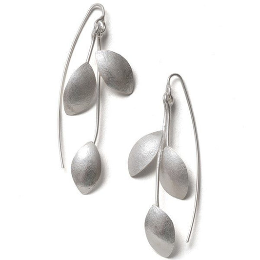 silver spring leaf earrings