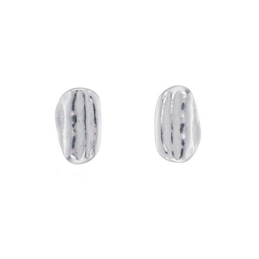silver oak stud earrings