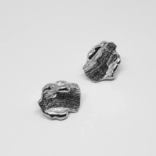 silver smudge stud earrings