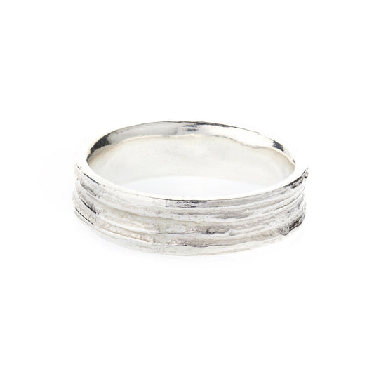 silver wide oak ring