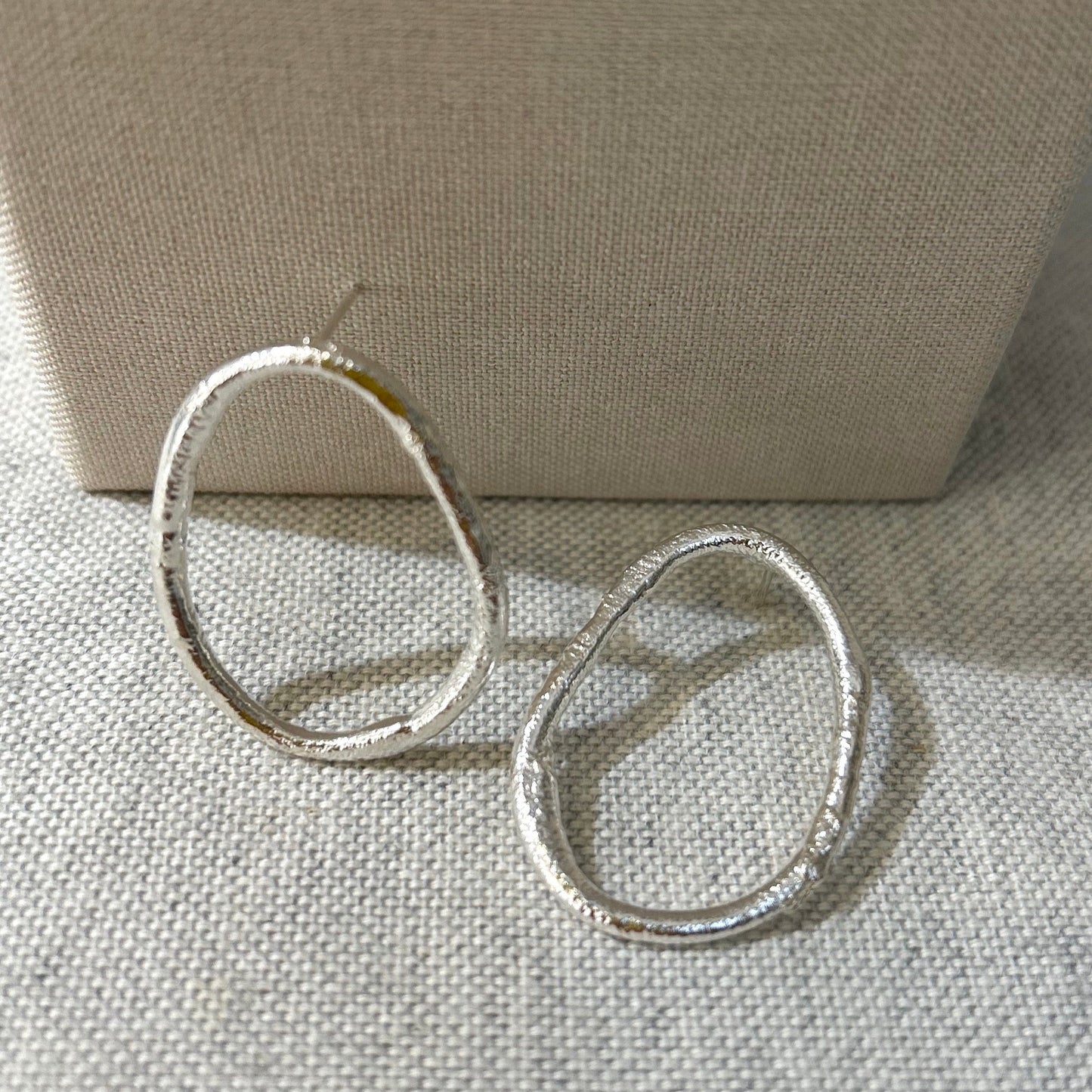textured silver earrings