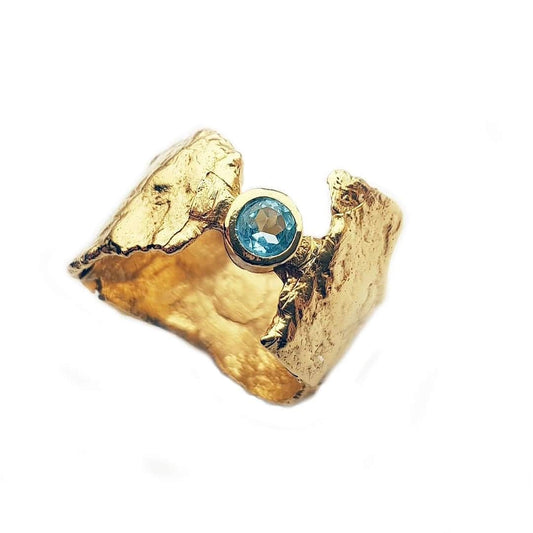 Gold Faerie Tale Ring with Blue Topaz
