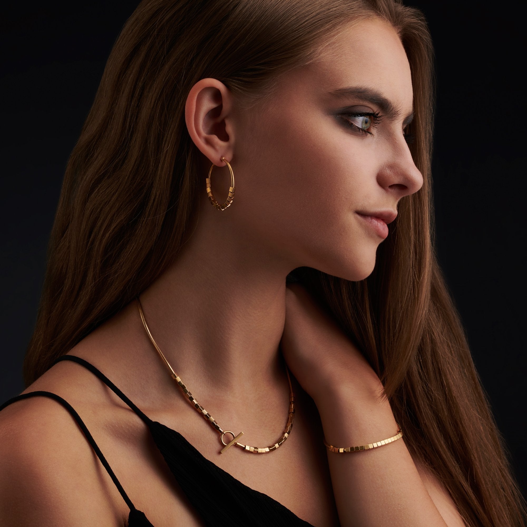 Metropolis Large Cubes Hoop Earrings Silver