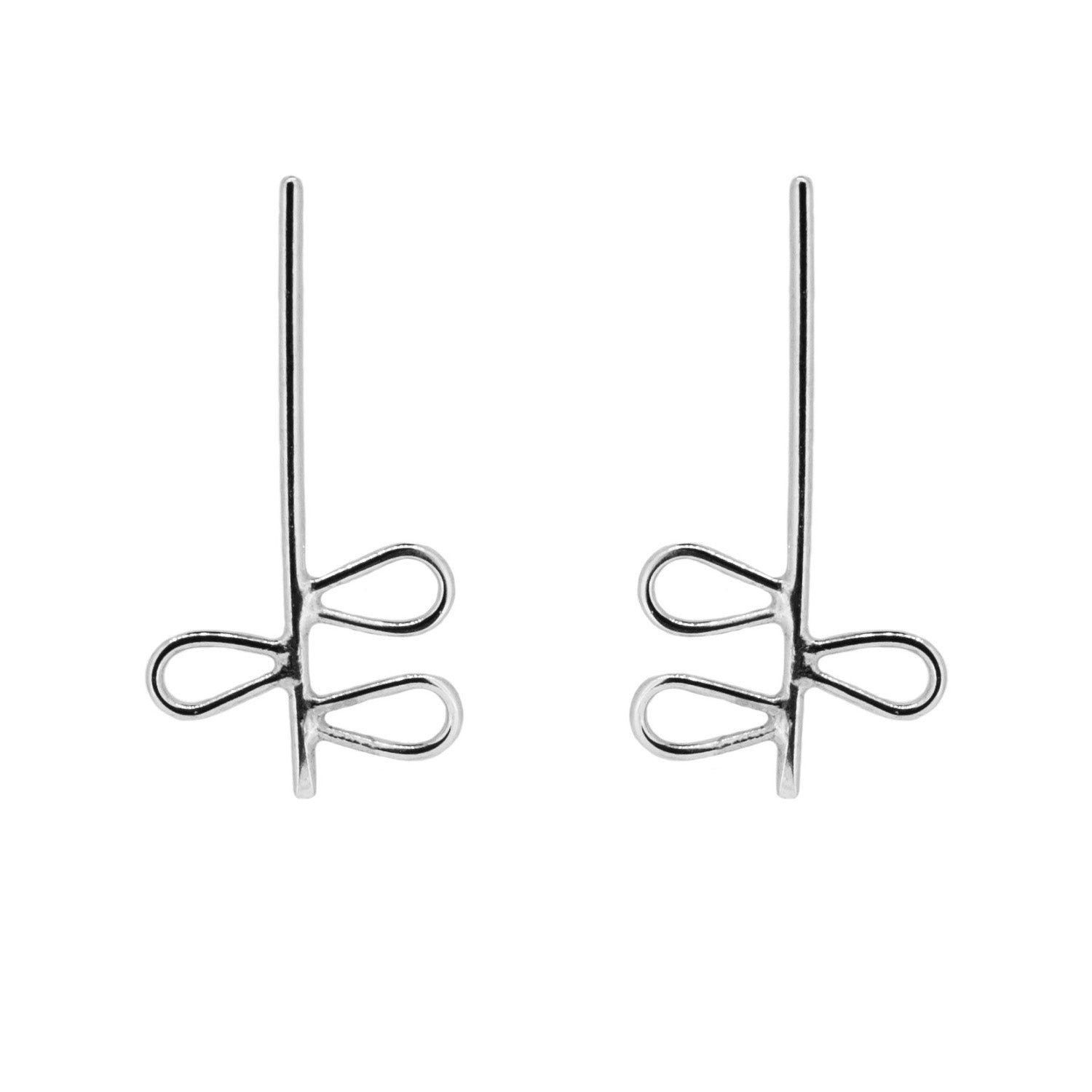 Silver Leafy Line Earrings