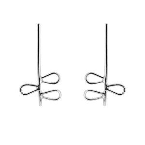 Silver Leafy Line Earrings