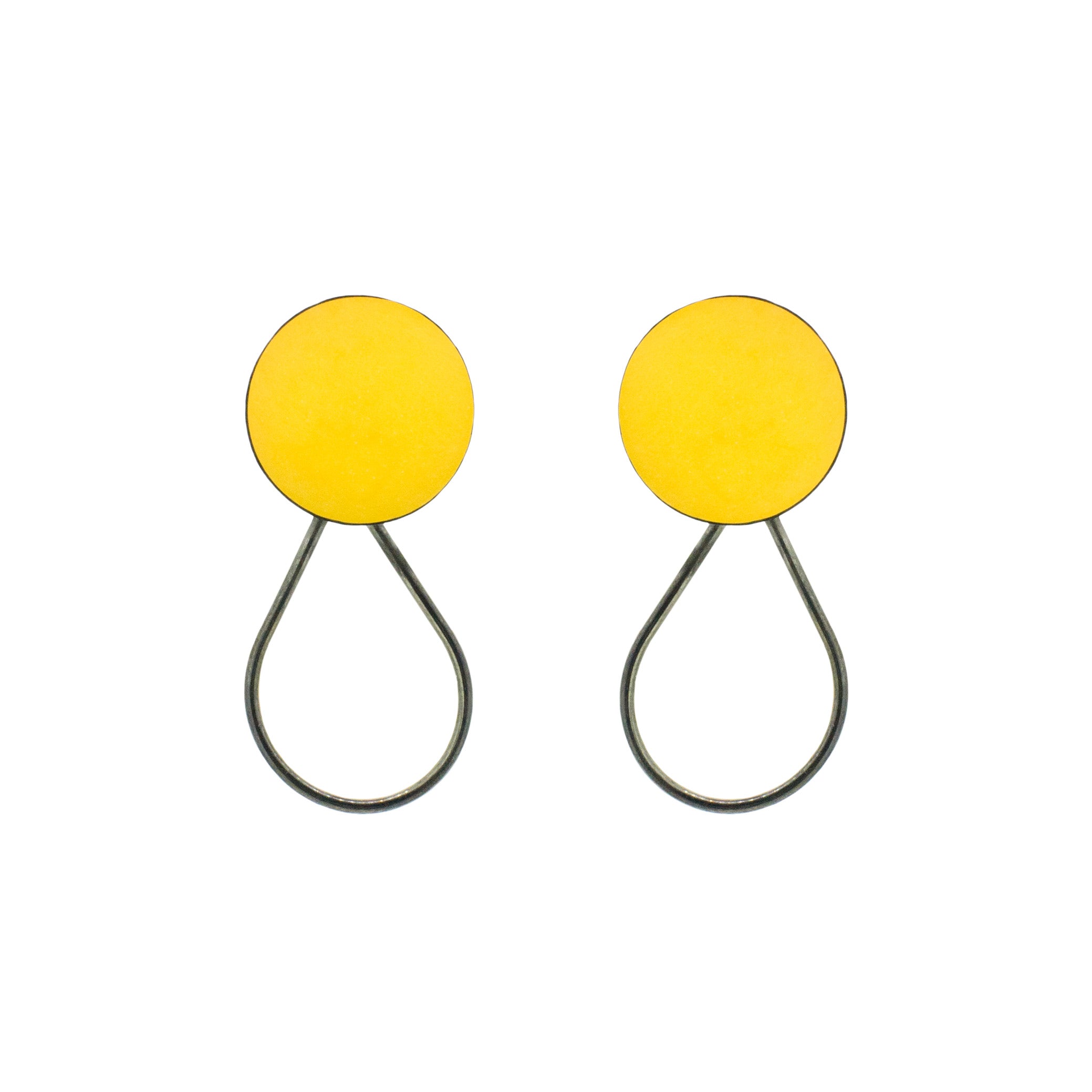 Yellow and Oxidised Silver Earrings